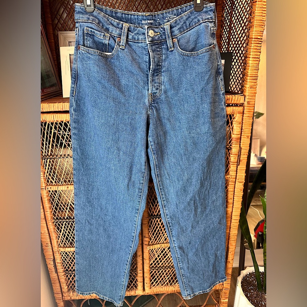 EUC Old Navy Women's OG Loose High Rise Blue denim Jeans Size 6 Petite